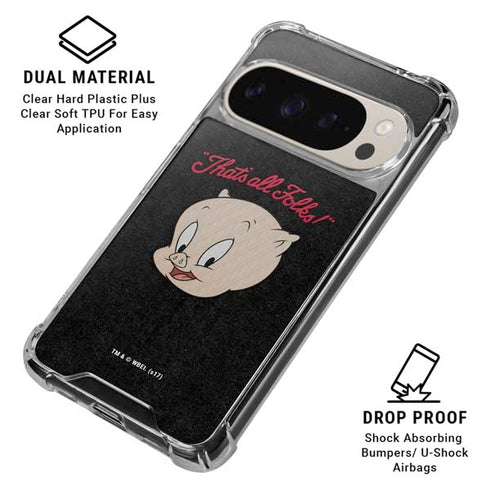 Looney Tunes Porky Pig Thats All Folks Pixel 9/9 Pro Clear Case